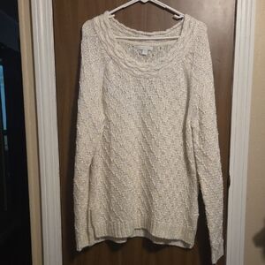 New York & Company Cream Cable Knit Sweater